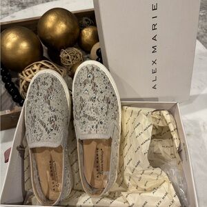 Alex Marie Silver Flats with Textured Design